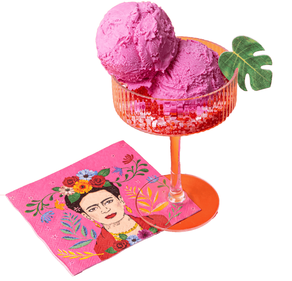 Cactus pear sorbet in a coupe glass